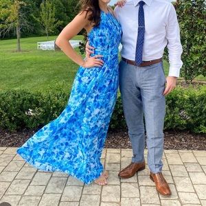 Calvin Klein High Neck Chiffon Floral Dress